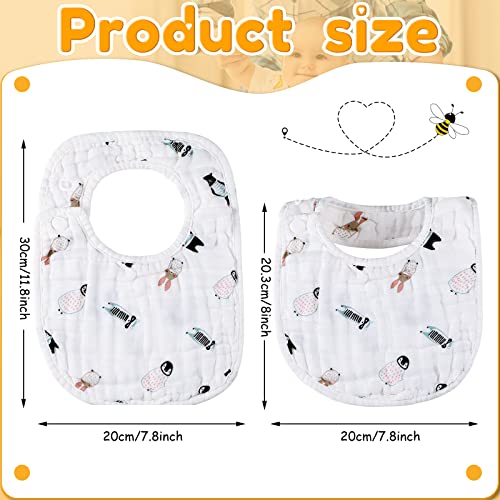 20 Pcs Muslin Bibs Baby Bandana Drool Bibs Adjustable Cotton Bibs for Boys Girls Newborn Infant 6 Absorbent Layers Newborn Bibs for Baby Boy Girl Feeding, Drooling and Teething