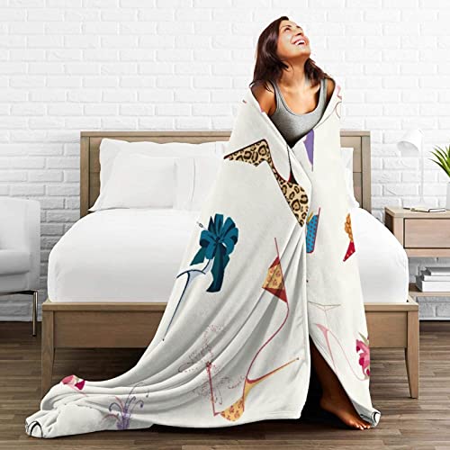 Ultra Soft Throw Blanket,Shoe High Heels Stiletto Luxury Flower Ribbon Women Pump Silhouette,Cozy Warm Flannel Fleece Blankets Lightweight Bedding Throws for Bed Couch Sofa Chair Home Decor 60"x50"