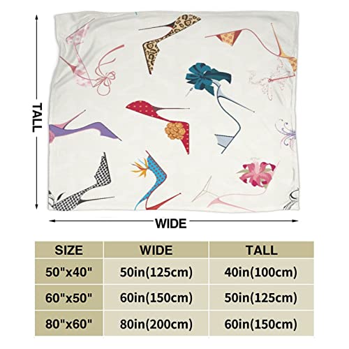 Ultra Soft Throw Blanket,Shoe High Heels Stiletto Luxury Flower Ribbon Women Pump Silhouette,Cozy Warm Flannel Fleece Blankets Lightweight Bedding Throws for Bed Couch Sofa Chair Home Decor 60"x50"