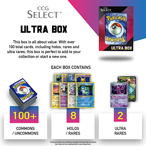 CCG Select Ultra Box | 100 Cards with 2 Guaranteed Ultra Rares | Plus 8 Holo or Rare Cards | Compatible with Pokemon Cards