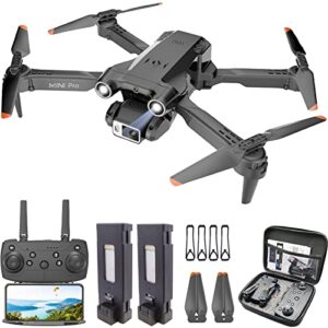 mocvoo drone with dual camera for adults kids, 1080p hd fpv camera drones with carrying case, foldable rc quadcopter toy gift for boys girls, 2 batteries,120° rc adjustable lens,gravity control,3 speeds