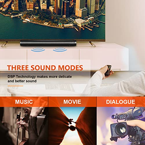 Mufoli Sound bar for TV 20 inch TV Soundbar 80W Home Theater Soundbar Speaker, 3D Surround Sound & 3 EQ Modes, with Bluetooth, HDMI, RCA, AUX, USB, Opt Connection, for Gaming, Projectors, PC, Phones