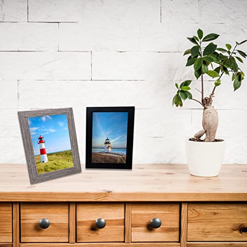 4x6 Picture Frames Set of 8, Rustic Picture Frames Multi Wood Pattern, HD Plastic Cover (Plexiglass) Display Photos 4x6 inch,Vertical and Horizontal Formats for Wall Hanging and Tabletop Display,Perfect for Rustic Home & Office Decor