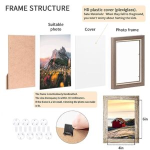 4x6 Picture Frames Set of 8, Rustic Picture Frames Multi Wood Pattern, HD Plastic Cover (Plexiglass) Display Photos 4x6 inch,Vertical and Horizontal Formats for Wall Hanging and Tabletop Display,Perfect for Rustic Home & Office Decor