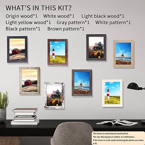 4x6 Picture Frames Set of 8, Rustic Picture Frames Multi Wood Pattern, HD Plastic Cover (Plexiglass) Display Photos 4x6 inch,Vertical and Horizontal Formats for Wall Hanging and Tabletop Display,Perfect for Rustic Home & Office Decor