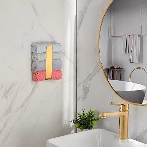 Taozun Towel Holder Gold Hand Towel Rack Adhesive Towel Bar Stick on Towel Ring for Bathroom Wall Kitchen RV, Stainless Steel Brushed Brass Finish