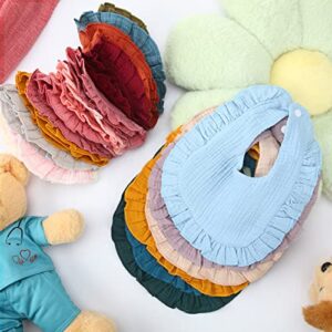 18 Pcs Muslin Baby Bibs Bulk Baby Bandana Drool Bibs Cute Ruffle Bibs Absorbent Cotton Teething Bibs Adjustable Burp Bibs with Snap Button for Baby Boys Girls Toddler Infant, 16 Colors