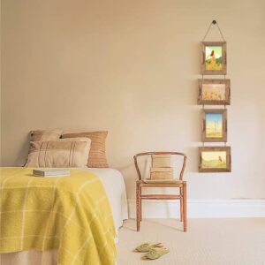ABSWHLM 5x7 Picture Frames Rustic Solid Wood Hanging Picture Frames 4 Opening Photo Frame Display 4"x6" Pictures with Mat or 5"x7" Without Mat, Weathered Brown