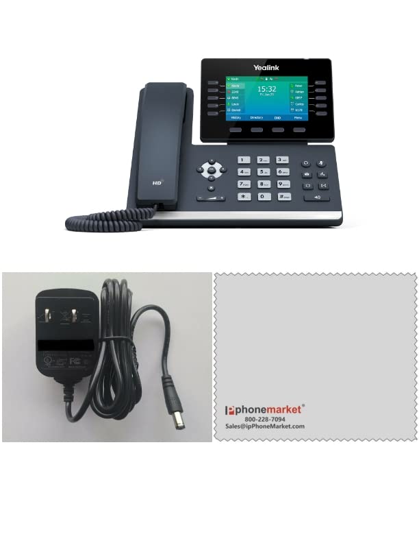 Yealink T54W IP Phone with Power Adapter & IP Phone Market Microfiber Cloth Included