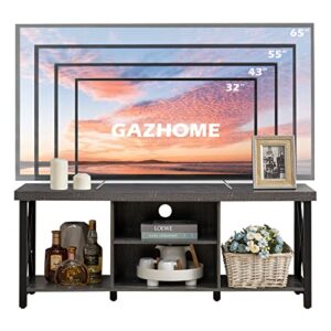 GAZHOME TV Stand for TV up to 55 Inches, TV Cabinet with Open Storage, TV Console Unit with Shelving for Living Room, Entertainment Room, Industrial, Grey