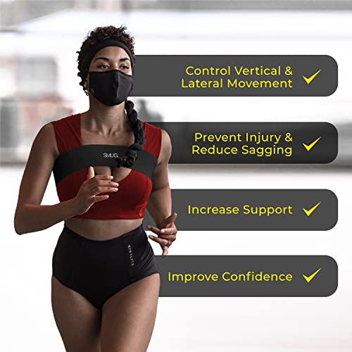 SMUG Breast Support Band For Women | Compression Band Prevent Breast Bounce, Pain & Injury | Adjustable Breast Support Band | Sports Bra Alternative for Running & Exercise | Sports Bra Band | Large