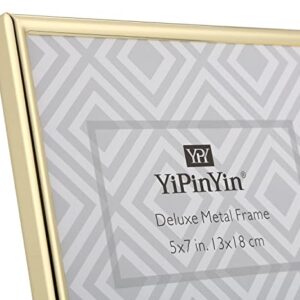 YiPinYin 4x6''Hinged Double Simply Gold Metal Picture Frame, Elegant Narrow Plated Metal Photo Frames 4 x 6'' With Soft Touch Velvet Backing for Desktop