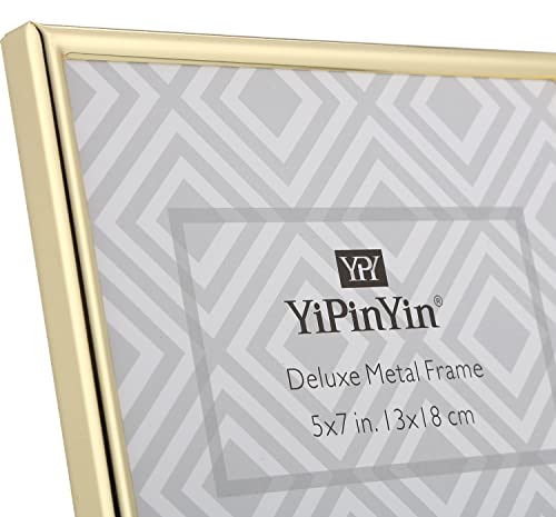 YiPinYin 4x6''Hinged Double Simply Gold Metal Picture Frame, Elegant Narrow Plated Metal Photo Frames 4 x 6'' With Soft Touch Velvet Backing for Desktop