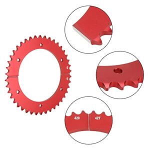 GREHUA Universal Split Sprocket 420 Chain 42 Tooth Rear Drive Wheel Aluminum Sprocket for Predator 212cc 196cc 420cc 389cc 301cc 79cc 98cc 6.5hp 7.0hp 13hp 15hp 3.0hp Mini Bike Parts Go Kart Racing