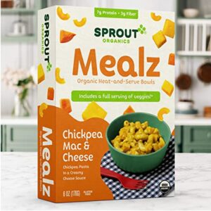 Sprout Foods Organics, Big Kid Mealz, Chickpea Mac & Cheese, Organic Microwavable 6 oz Bowl (8-count)