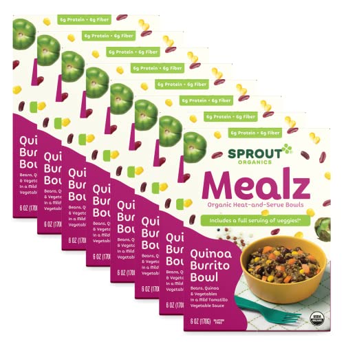 Sprout Foods Organics, Big Kid Mealz, Quinoa Burrito Bowl, Organic Microwavable 6 oz Bowl (8-count)