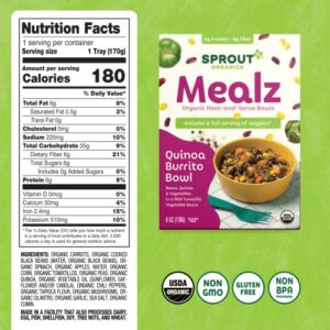 Sprout Foods Organics, Big Kid Mealz, Quinoa Burrito Bowl, Organic Microwavable 6 oz Bowl (8-count)