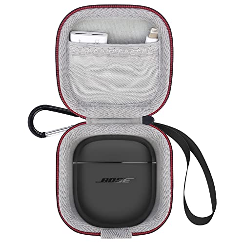 Elonbo Hard Carrying Case for New Bose QuietComfort Earbuds II Wireless Noise Cancelling in-Ear Headphones, Bose QC Earbuds 2 Protective Case Cover, Extra Mesh Pocket Fits Cables and Eartips, Black