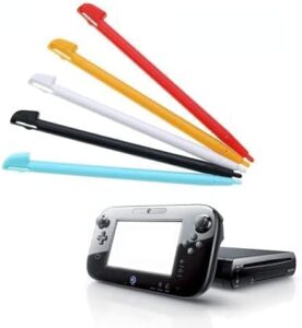 2pcs plastic touch screen stylus pen kit for wii u wiiu gamepad console (black)