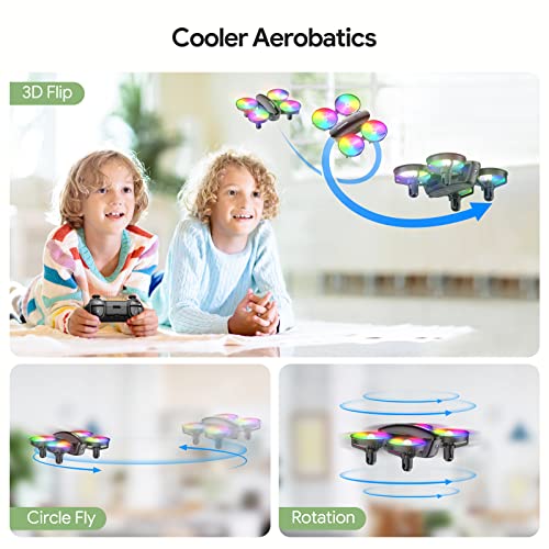 Tomzon A23W Drone with Camera 1080P, Mini LED Kids Drone with Throw to Go, High Speed Rotation and 3D Flip, Drone for Kids Adults with Circle Fly, Gravity Sensor, 3 Speeds, 2 Batteries