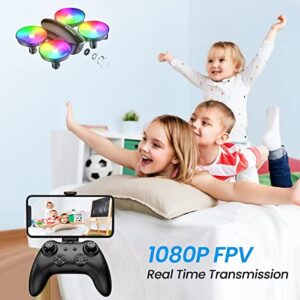 Tomzon A23W Drone with Camera 1080P, Mini LED Kids Drone with Throw to Go, High Speed Rotation and 3D Flip, Drone for Kids Adults with Circle Fly, Gravity Sensor, 3 Speeds, 2 Batteries