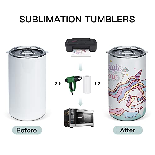 AGH Sublimation Sippy Cups Blanks with Handles, 12 Pack 12 oz Straight Sublimation Tumblers Stainless Steel Insulated Skinny Tumblers with Splash-proof Lid, Shatterproof Water Tumbler