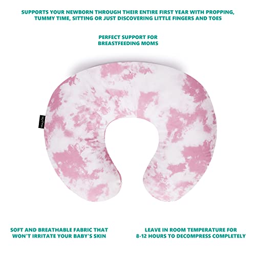 Dream On Me Beeboo Nursing Pillow and Positioner, Breastfeeding and Bottlefeeding Pillow, Removable and Washable Pillow Cover, Soft and Breathable Fabric, Pink