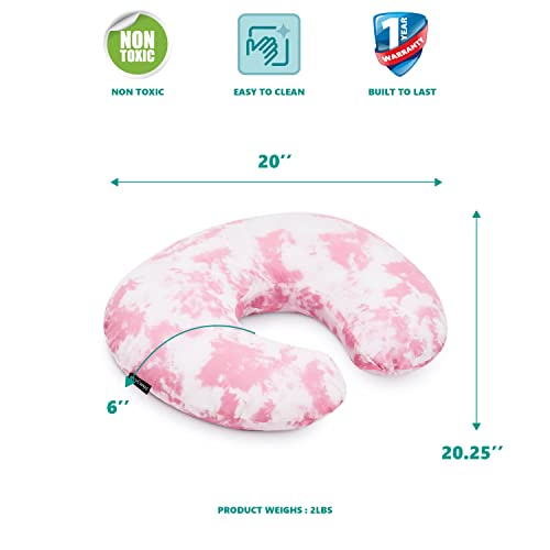 Dream On Me Beeboo Nursing Pillow and Positioner, Breastfeeding and Bottlefeeding Pillow, Removable and Washable Pillow Cover, Soft and Breathable Fabric, Pink