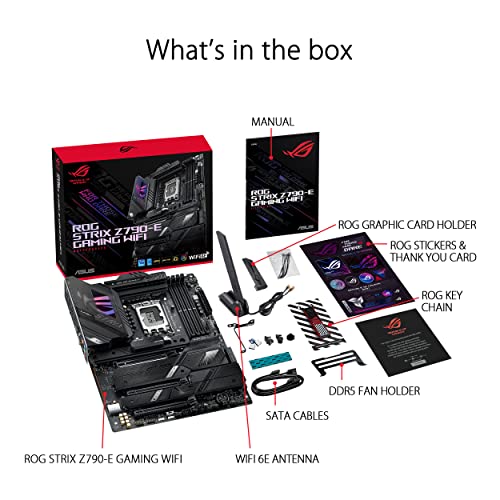 ASUS ROG Strix Z790-E Gaming WiFi 6E LGA 1700(Intel® 12th&13th Gen) ATX Gaming Motherboard(PCIe 5.0, DDR5,18+1 Power Stages,2.5 Gb LAN,Thunderbolt 4,5xM.2, 1xPCIe 5.0 M.2,Front Panel USB 3.2 Port)