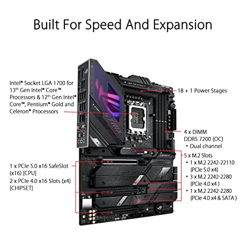 ASUS ROG Strix Z790-E Gaming WiFi 6E LGA 1700(Intel® 12th&13th Gen) ATX Gaming Motherboard(PCIe 5.0, DDR5,18+1 Power Stages,2.5 Gb LAN,Thunderbolt 4,5xM.2, 1xPCIe 5.0 M.2,Front Panel USB 3.2 Port)