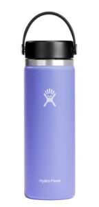hydro flask 20 oz wide mouth with flex cap stainless steel reusable water bottle lupine - vacuum insulated, dishwasher safe, bpa-free, non-toxic
