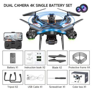 Qiopertar Drone with 4K Dual HD FPV Camera Optical Fl-ow Localization Remote Control with Altitude Hold Headless Mode One Key Start Speed Toys Gifts for Boys Girls