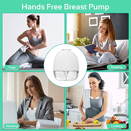 Wearable Breast Pump Hands Free, FITCONN Portable Electric Double Breast Pump with 4 Modes & 9 Levels Adjustable Painless Strong Suction Power, LCD Display, Low Noise & Memory Function, 16-24mm Flange