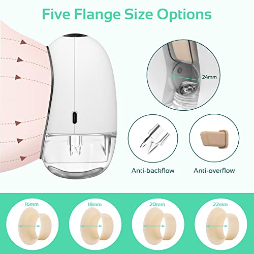 Wearable Breast Pump Hands Free, FITCONN Portable Electric Double Breast Pump with 4 Modes & 9 Levels Adjustable Painless Strong Suction Power, LCD Display, Low Noise & Memory Function, 16-24mm Flange