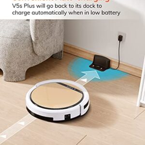 ILIFE V5s Plus Robot Vacuum and Mop Combo with Wi-Fi/App/Alexa, Automatic Self-Charging Robotic Vacuum Cleaner, Slim and Quiet, Cleans Hard Floors Carpets and Pet Hair (V5s Pro Upgrade Version)