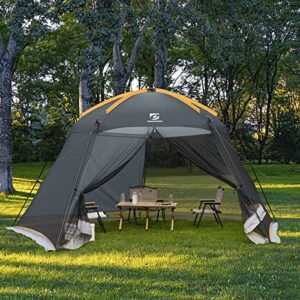 unicamper screen house 13.5x13 ft gazebo mosquito tent upf 50+ canopy shelter shade easy setup & waterproof with sidewall for patios outdoor camping activities(grey)