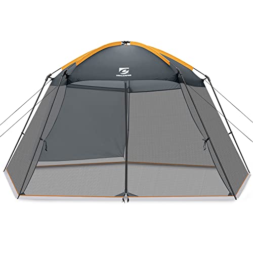 UNICAMPER Screen House 13.5x13 Ft Gazebo Mosquito Tent UPF 50+ Canopy Shelter Shade Easy Setup & Waterproof with Sidewall for Patios Outdoor Camping Activities(Grey)