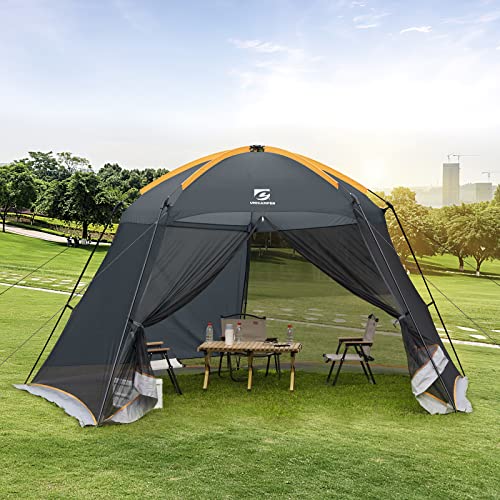 UNICAMPER Screen House 13.5x13 Ft Gazebo Mosquito Tent UPF 50+ Canopy Shelter Shade Easy Setup & Waterproof with Sidewall for Patios Outdoor Camping Activities(Grey)