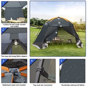 UNICAMPER Screen House 13.5x13 Ft Gazebo Mosquito Tent UPF 50+ Canopy Shelter Shade Easy Setup & Waterproof with Sidewall for Patios Outdoor Camping Activities(Grey)