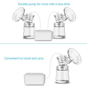 Double Electric Breast Pump, Pain Free Breastfeeding Pump with 3 Modes and 4 Levels, Portable Rechargeable Breast Pumps for Travel, Home, Driving & Office