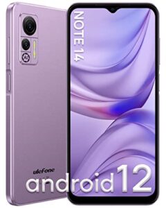 ulefone note 14 unlocked android phones - 6.52-inch hd+ display android 12 os 7gb ram+16gb rom 4500mah battery 8mp+5mp camera 3-card slot t-mobile unlocked smartphone (purple)