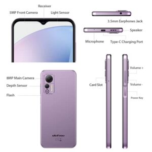 Ulefone Note 14 Unlocked Android Phones - 6.52-inch HD+ Display Android 12 OS 7GB RAM+16GB ROM 4500mAh Battery 8MP+5MP Camera 3-Card Slot T-Mobile Unlocked Smartphone (Purple)