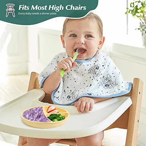 3 Pack Suction Plates for Babies & Toddlers Tameler Food Grade Silicone Divided Plates Set for Kids-Baby Led Weaning Supplies for Infants-Safety Tested-BPA Free-Microwave & Dishwasher safe