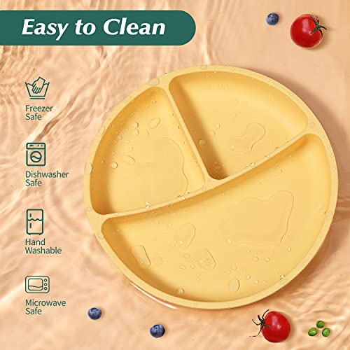 3 Pack Suction Plates for Babies & Toddlers Tameler Food Grade Silicone Divided Plates Set for Kids-Baby Led Weaning Supplies for Infants-Safety Tested-BPA Free-Microwave & Dishwasher safe
