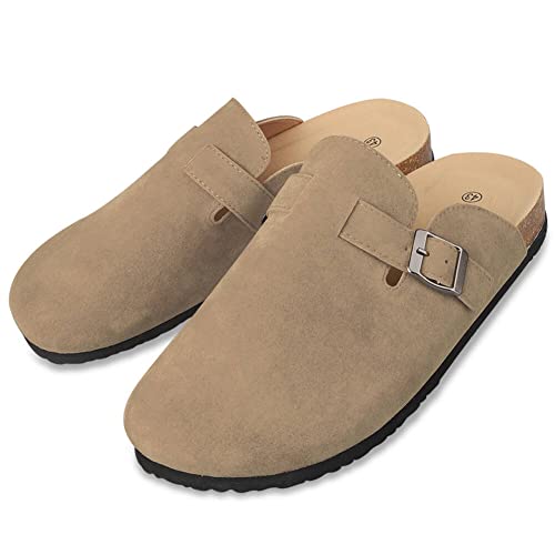 Boston Suede Clogs for Women Men Dupes Unisex Arizona Delano Slip-on Potato Shoes Footbed Cork Clogs and Mules