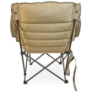 Black Sierra XL Padded Oversize Camping Chair, Heavy Duty Folding Chair W/Cup Holder and Carry Bag, Foldable Outdoor Furniture, Heavy Duty Lawn Chair Support 400 lbs (Traditions Tan)