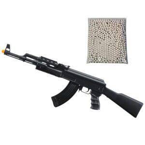 300 fps airsoft tactical ak-47 spring rifle with 1000 rounds bbs - includes high capacity 300 round magazine