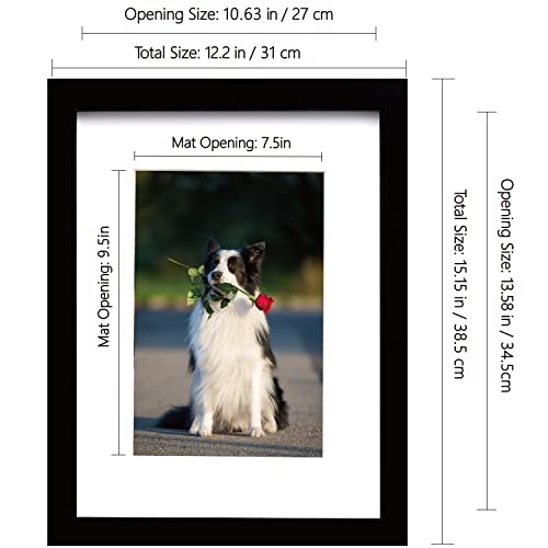 PEALSN 11x14 Picture Frame Set of 2, Made of High Definition Real Glass, Display 8x10 with Mat or 11 x 14 Without Mat, Photo Frames for Wall Mounting or Table Top Display, Black