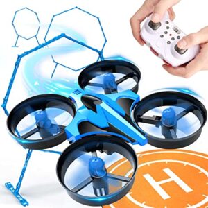 dolanus mini drone for kids beginner - fun fly racing games, more accessories rc indoor small ufo with multiple modes and 2 batteries, propeller remote control quadcopter helicopter for boys, blue, 8+