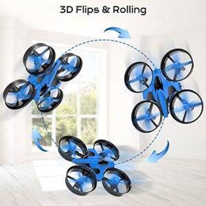 Dolanus Mini Drone for Kids Beginner - Fun Fly Racing Games, More Accessories RC Indoor Small UFO with Multiple Modes and 2 Batteries, Propeller Remote Control Quadcopter Helicopter for Boys, Blue, 8+